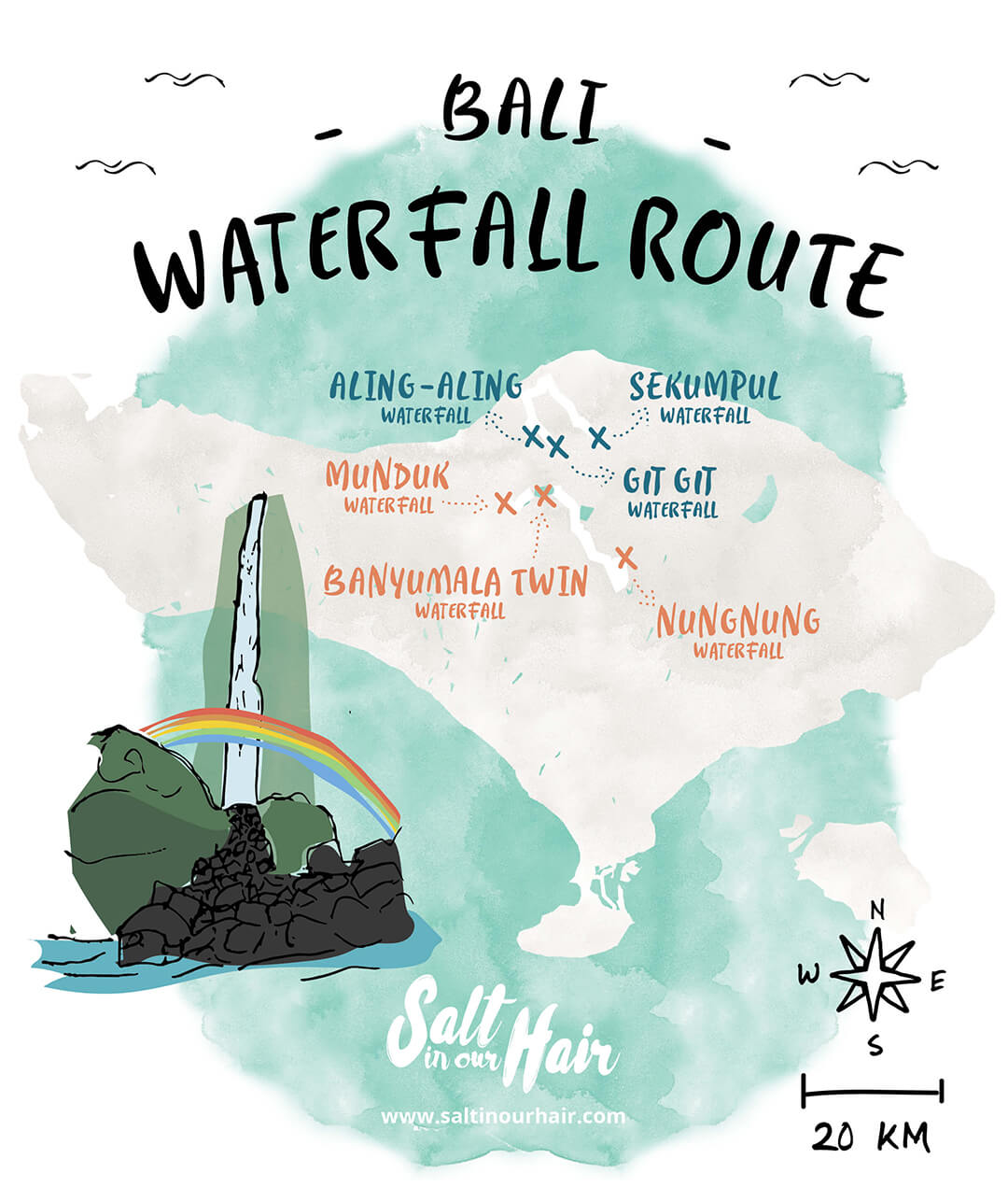 Bali Waterfalls Map